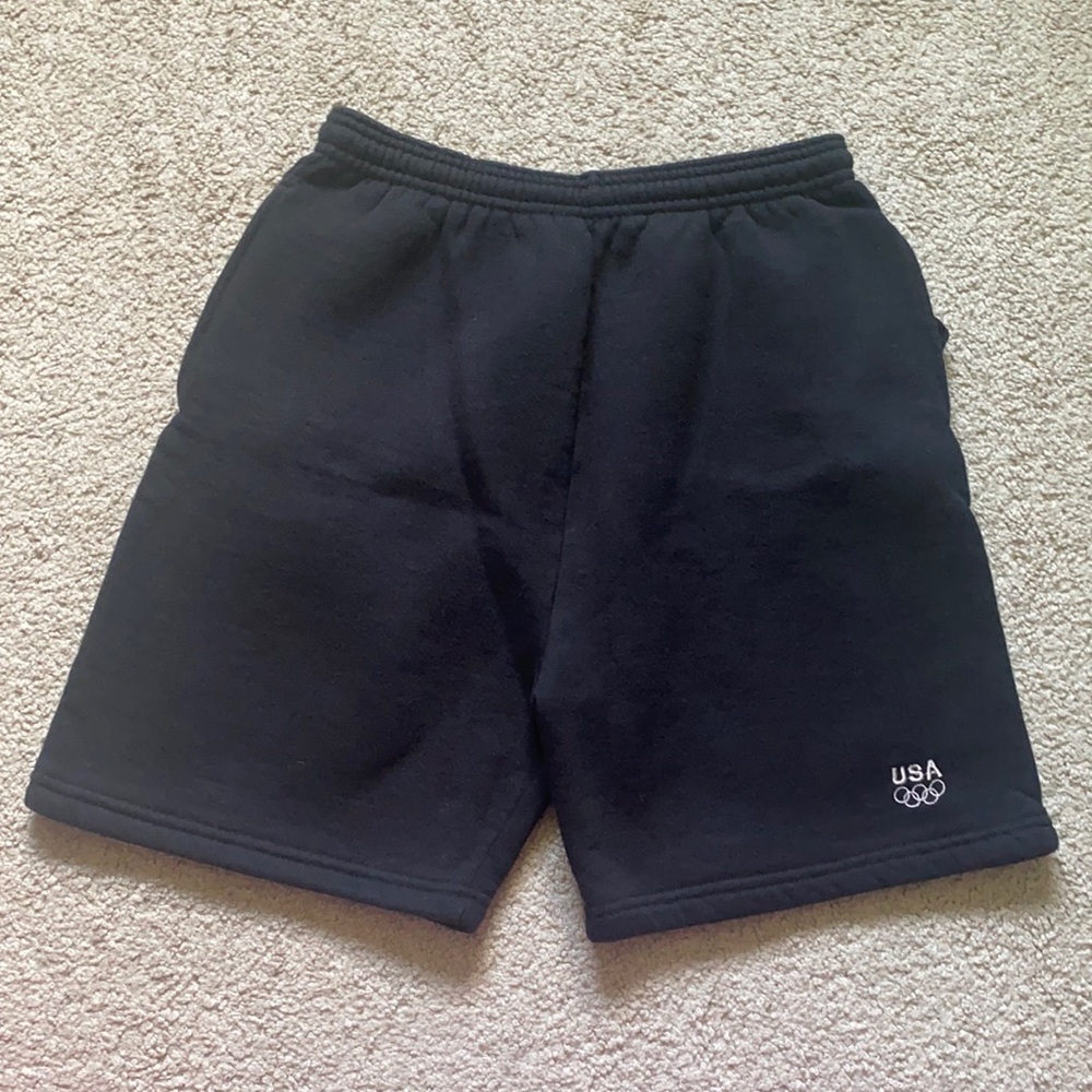 USA Olympics Team Medium Rare Black Embroidered Sweat Shorts - Picture 2 of 9
